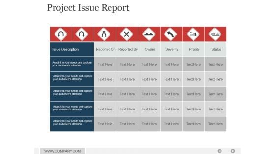 Project Issue Report Ppt PowerPoint Presentation Topics