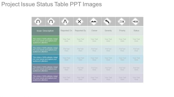 Project Issue Status Table Ppt Images