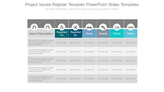 Project Issues Register Template Powerpoint Slides Templates