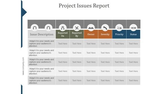 Project Issues Report Ppt PowerPoint Presentation Slide Download