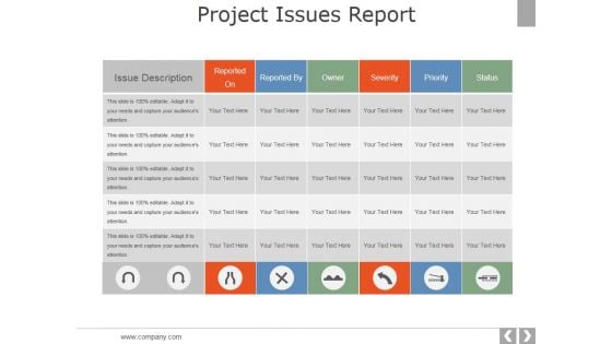 Project Issues Report Ppt PowerPoint Presentation Slide