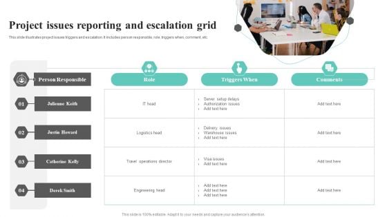 Project Issues Reporting And Escalation Grid Microsoft PDF