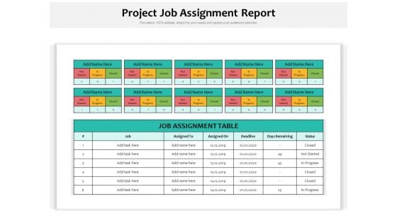 Project Job Assignment Report Ppt PowerPoint Presentation File Infographics PDF