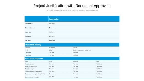 Project Justification With Document Approvals Ppt PowerPoint Presentation Gallery Inspiration PDF