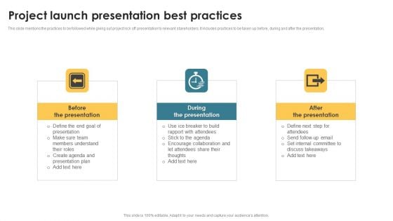 Project Launch Presentation Best Practices Inspiration PDF