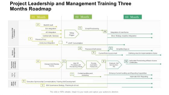 Project Leadership And Management Training Three Months Roadmap Mockup