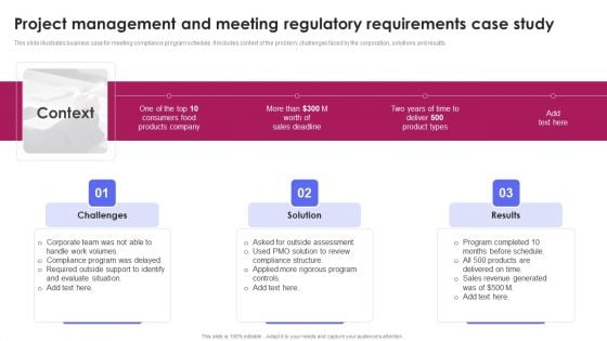 Project Management And Meeting Regulatory Requirements Case Study Professional PDF