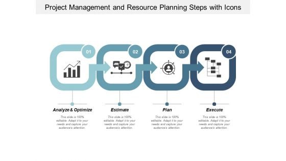 Project Management And Resource Planning Steps With Icons Ppt Powerpoint Presentation Infographics Microsoft