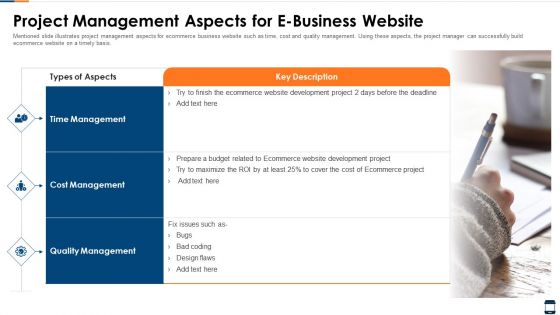 Project Management Aspects For E Business Website Structure PDF