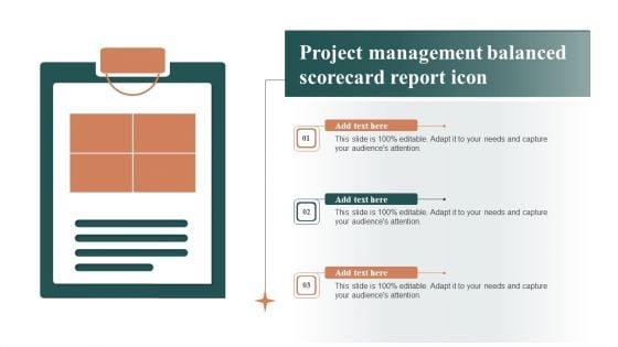 Project Management Balanced Scorecard Report Icon Inspiration PDF