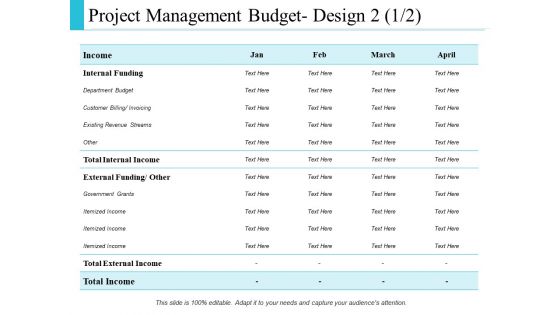 Project Management Budget Design Business Ppt PowerPoint Presentation Ideas Slide Download
