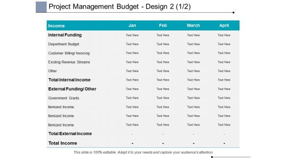 Project Management Budget Design Internal Funding Ppt PowerPoint Presentation Professional Guidelines