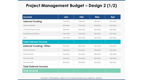 Project Management Budget Design Marketing Ppt PowerPoint Presentation Outline Vector