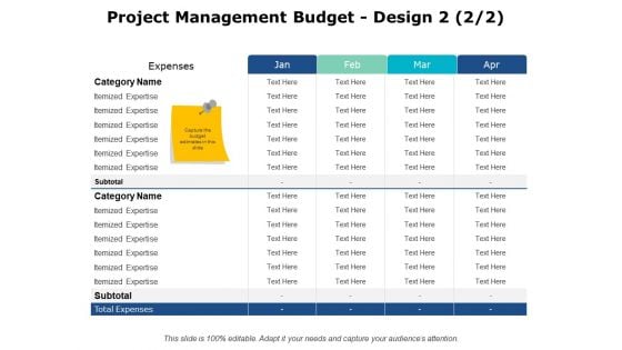 Project Management Budget Design Planning Ppt PowerPoint Presentation Pictures Graphics Tutorials