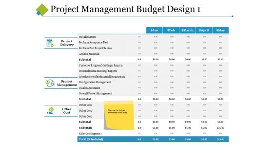 Project Management Budget Design Template 1 Ppt PowerPoint Presentation Ideas Images