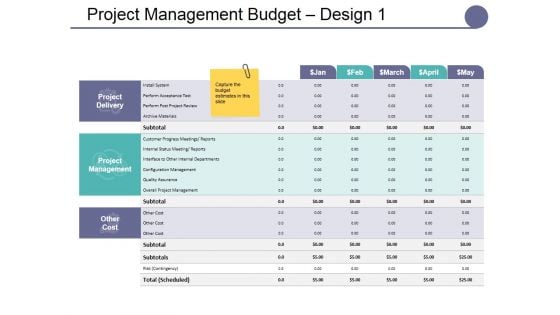 Project Management Budget Design Template 1 Ppt PowerPoint Presentation Show Model