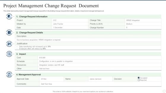 Project Management Change Request Document Icons PDF