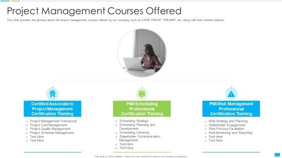 Project Management Coaching IT Project Management Courses Offered Slides PDF