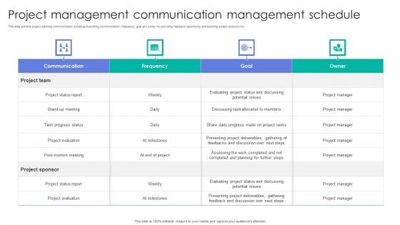 Project Management Communication Management Schedule Ideas PDF