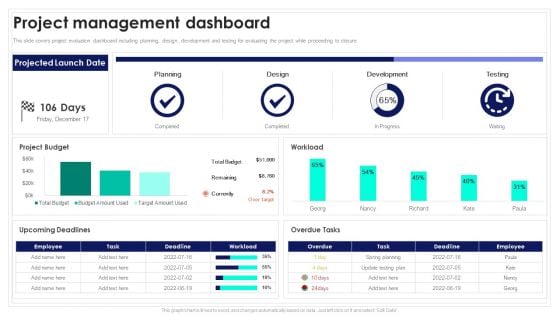 Project Management Dashboard Playbook For Software Engineers Microsoft PDF