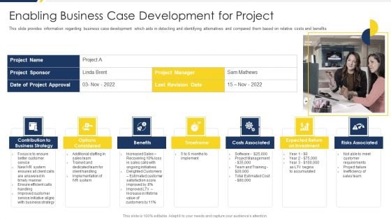 Project Management Development Enabling Business Case Development For Project Diagrams PDF