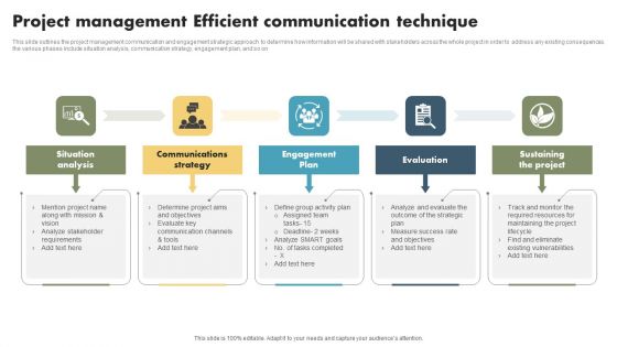 Project Management Efficient Communication Technique Slides PDF