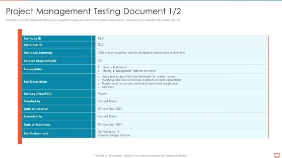 Project Management Experts Required Reports Project Management Testing Document Developed Graphics PDF
