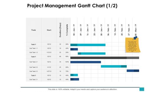 Project Management Gantt Chart Business Marketing Ppt PowerPoint Presentation Ideas Styles