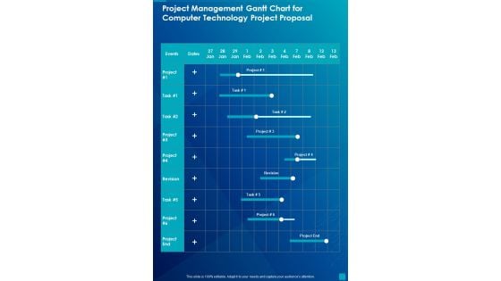 Project Management Gantt Chart For Computer Technology Project Proposal One Pager Sample Example Document