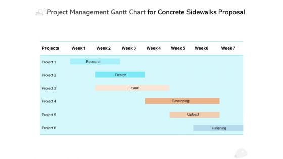 Project Management Gantt Chart For Concrete Sidewalks Proposal Ppt PowerPoint Presentation Slide Download