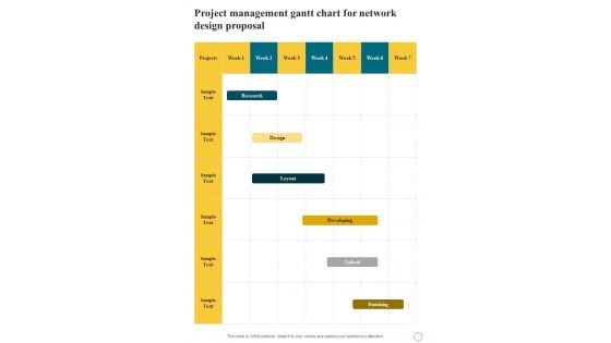 Project Management Gantt Chart For Network Design Proposal One Pager Sample Example Document