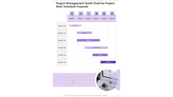 Project Management Gantt Chart For Project Work Schedule Proposal One Pager Sample Example Document