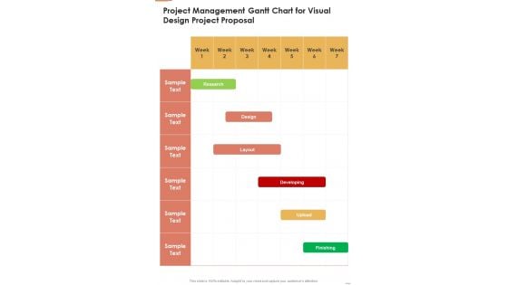 Project Management Gantt Chart For Visual Design Project Proposal One Pager Sample Example Document