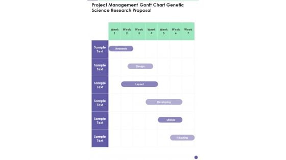 Project Management Gantt Chart Genetic Science Research Proposal One Pager Sample Example Document