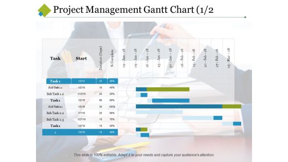 Project Management Gantt Chart Template 1 Ppt PowerPoint Presentation Visual Aids Summary