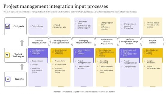 Project Management Integration Input Processes Ppt Infographics Design Ideas PDF