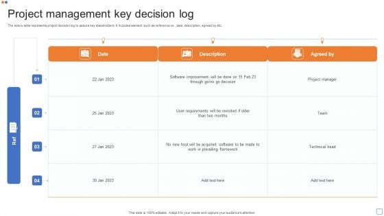 Project Management Key Decision Log Brochure PDF