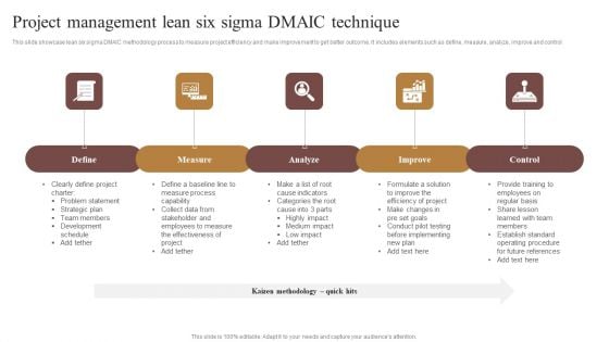 Project Management Lean Six Sigma DMAIC Technique Designs PDF