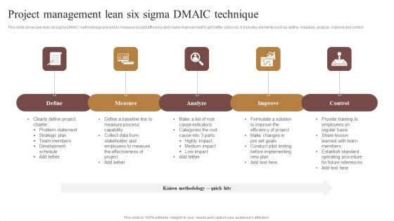Project Management Lean Six Sigma DMAIC Technique Designs PDF Project Management Lean Six Sigma DMAIC Technique Designs PDF