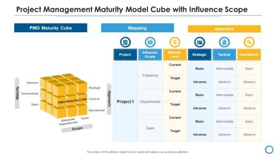 Project Management Maturity Model Cube With Influence Scope Mockup PDF