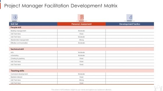 Project Management Modelling Techniques IT Project Manager Facilitation Development Matrix Infographics PDF