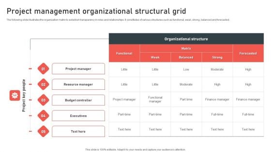 Project Management Organizational Structural Grid Elements PDF