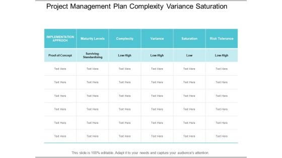 Project Management Plan Complexity Variance Saturation Ppt PowerPoint Presentation File Template