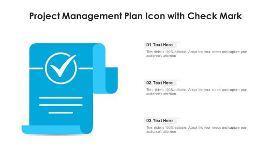 Project Management Plan Icon With Check Mark Ppt PowerPoint Presentation Gallery Maker PDF
