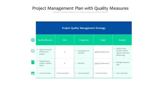 Project Management Plan With Quality Measures Ppt PowerPoint Presentation Gallery Designs PDF