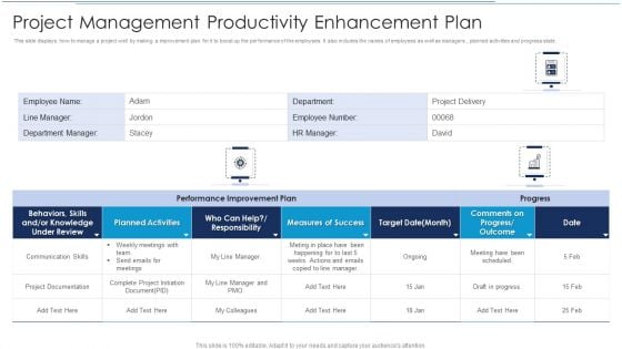 Project Management Productivity Enhancement Plan Sample PDF Project Management Productivity Enhancement Plan Sample PDF