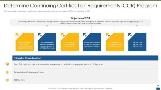 Project Management Professional Certificate Preparation IT Determine Continuing Certification Requirements CCR Program Topics PDF