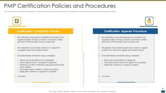 Project Management Professional Certificate Preparation IT Pmp Certification Policies And Procedures Download PDF