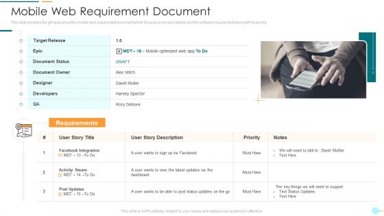 Project Management Professional Documentation Requirements It Mobile Web Requirement Document Pictures PDF