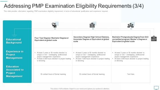 Project Management Professional Evaluation Procedure IT Addressing PMP Examination Eligibility Requirements Scale Brochure PDF